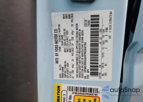 2023 Ford Bronco Sport Heritage z USA, uszkodzony, nr VIN 3FMCR9G6XPRD69780